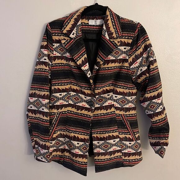 ZIZI Aztec print corduroy blazer medium Aspen Western - Picture 1 of 13